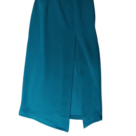 New HELLO MOLLY Embark With You Midi Stretchy Crepe Dress Teal SZ 2 - Picture 6 of 15